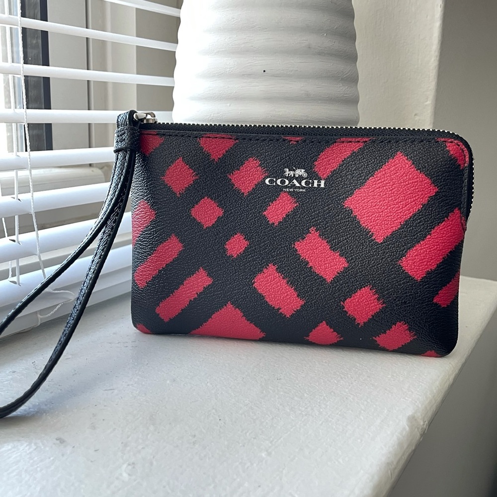 New Coach Wild Plaid Wristlet
